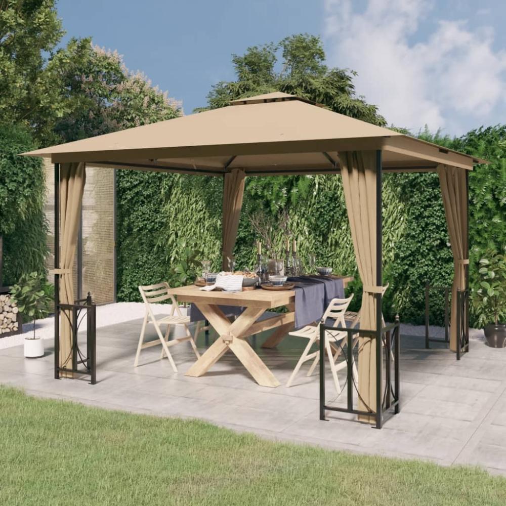 vidaXL Pavillon mit Seitenwänden & Doppeldach 3x3 m Taupe 318542 Bild 1