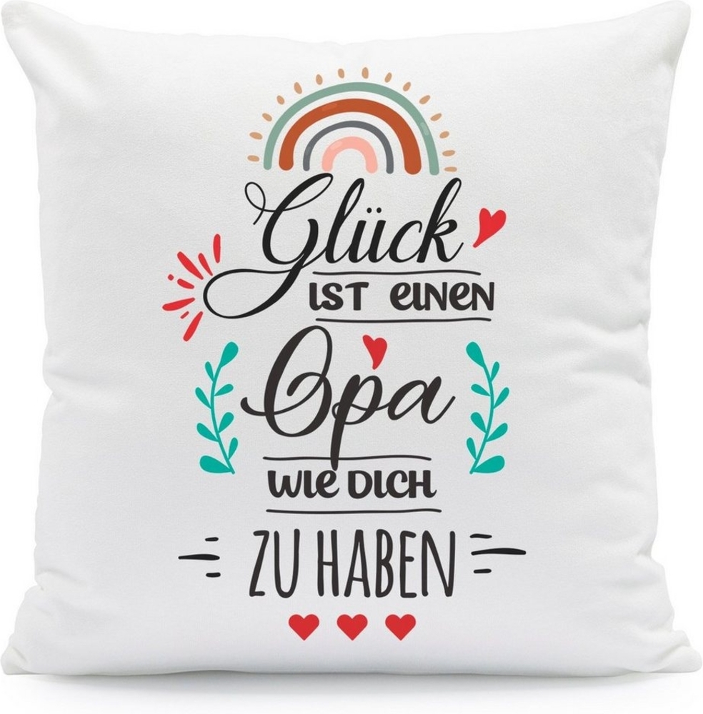 GRAVURZEILE Zierkissen mit Spruch - Glück ist - Geschenk für Freunde & Familie -, starke Farben ohne verblassen - Opa - ohne Füllung Bild 1