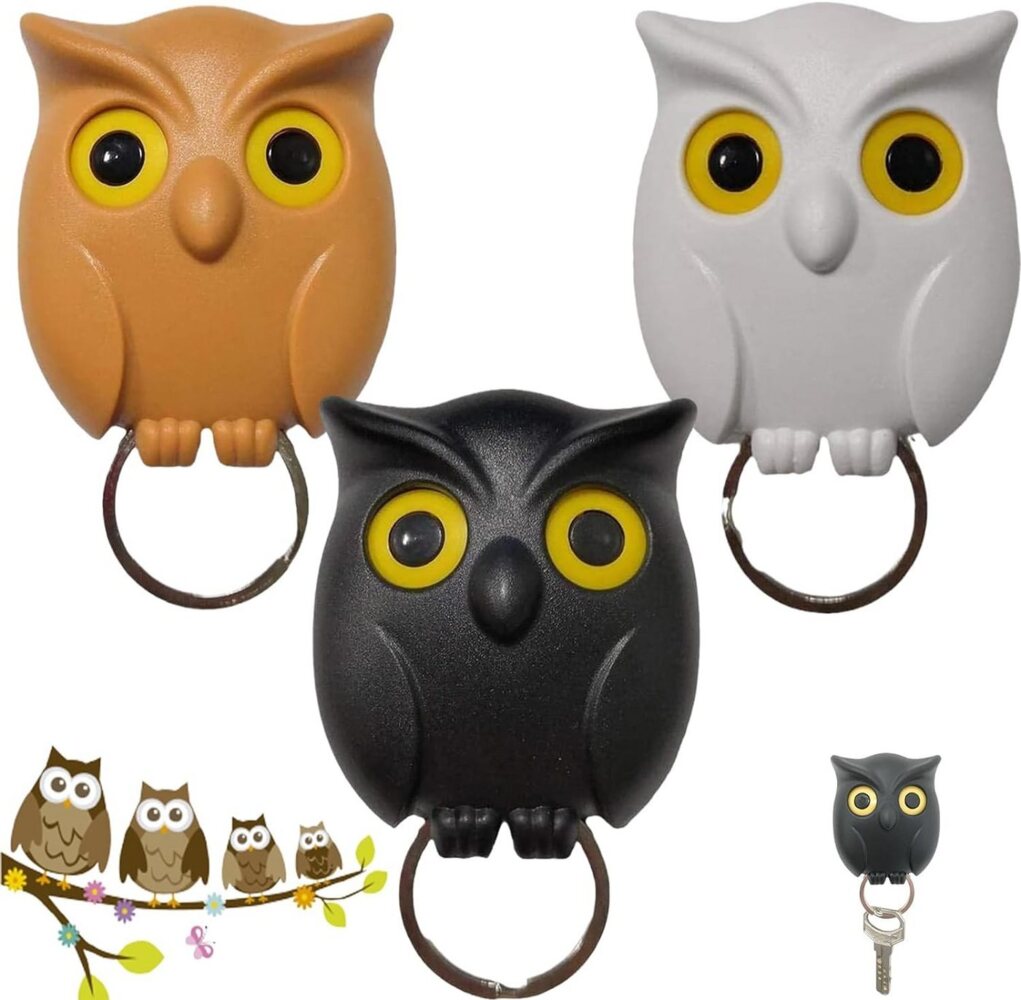 Coonoor Schlüsselbrett Wandhaken Schlüsselhaken Eule 3 Stück Owl Schlüsselhalter, (3 St), Für Zuhause Büro Zubehör Dekorations Geschenke Bild 1