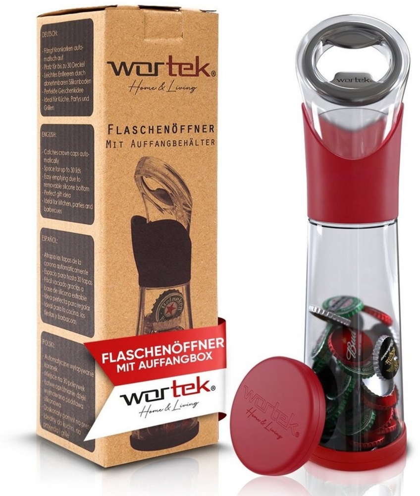 wortek Flaschenöffner Getränkeöffner mit Auffangbehälter Bieröffner (Set, 2-tlg), Geschenk für Männer und Bierliebhaber Biergeschenk Bild 1
