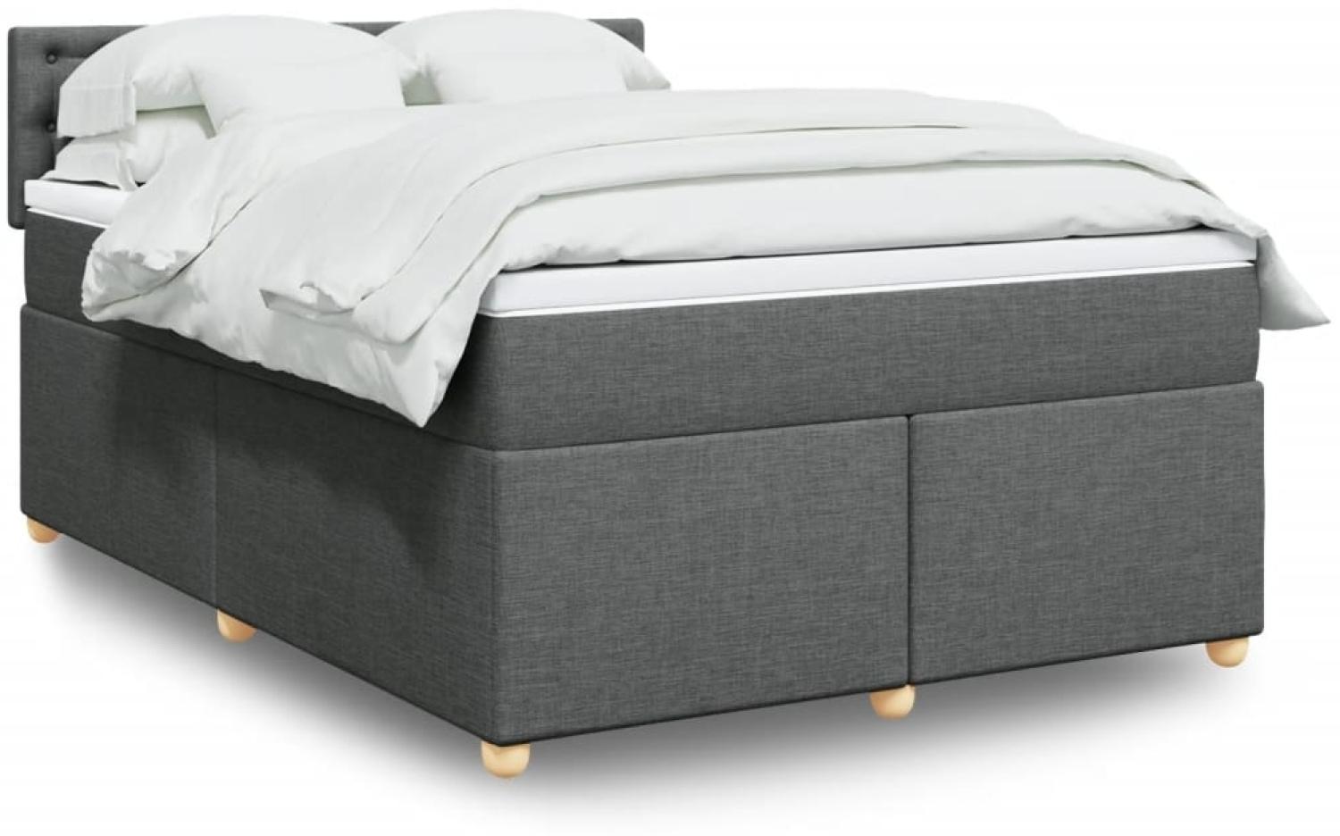 vidaXL Boxspringbett mit Matratze Dunkelgrau 140x200 cm Stoff 3286718 Bild 1