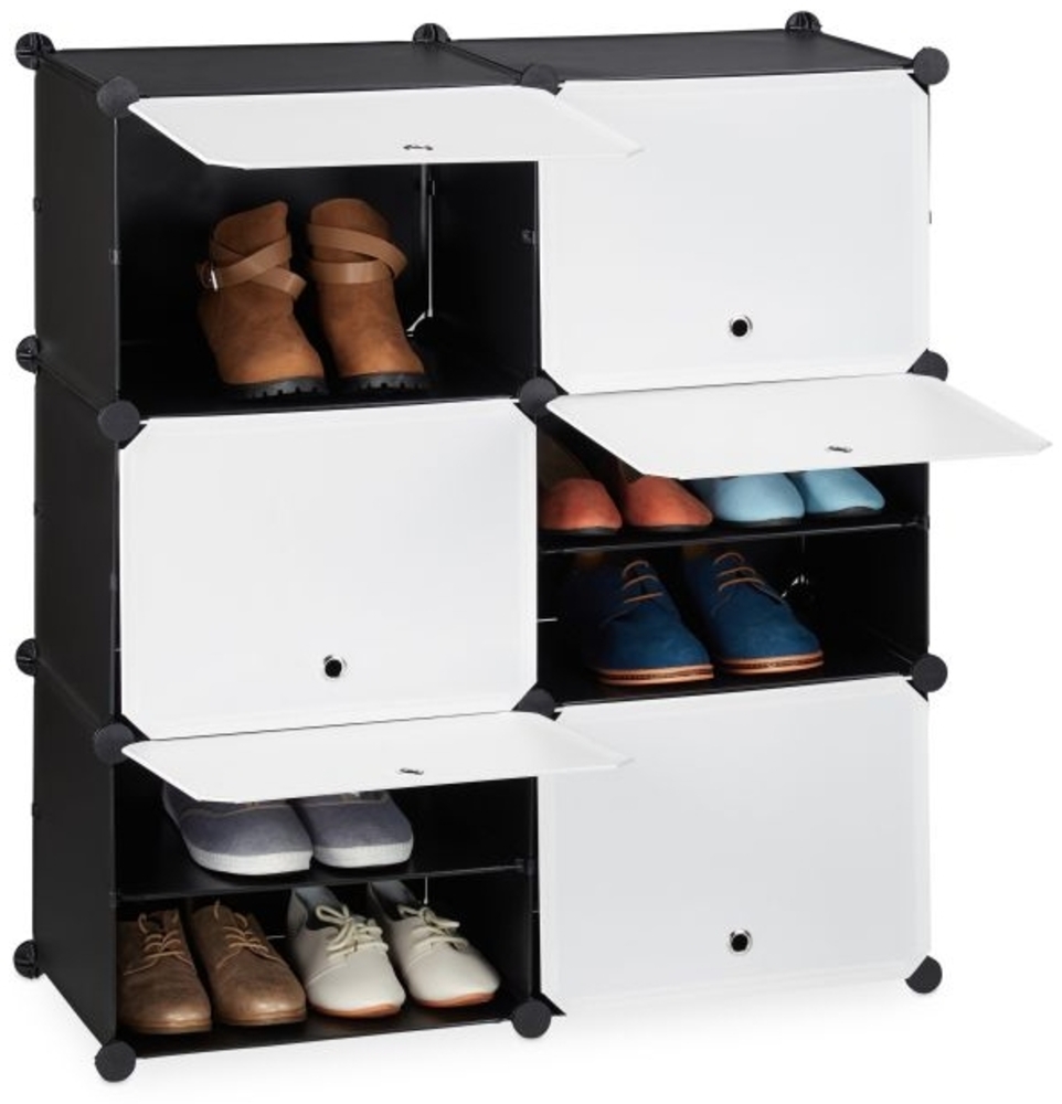 Schuhschrank in Schwarz-Weiß 12 Fächer Bild 1