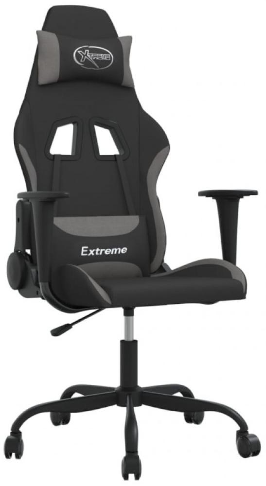 Gamingstuhl Drehbar Schwarz und Hellgrau Stoff Bild 1