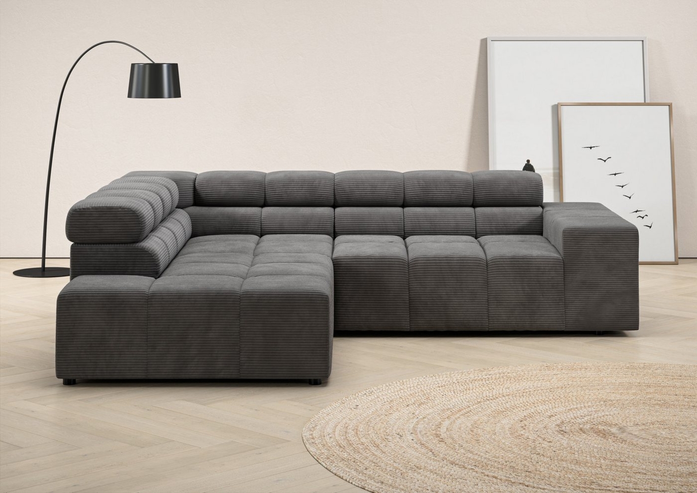 INOSIGN Ecksofa Ancona, incl. Kopfteilverstellung + 3 Zierkissen L-Form, wahlweise motorische Sitztiefenverstellung, B/T(H: 249/215/70 cm Bild 1