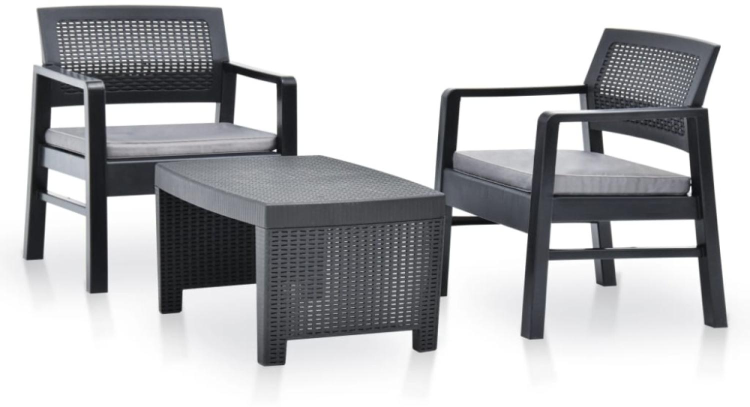 vidaXL 3-tlg. Garten-Lounge-Set Kunststoff Anthrazit 48824 Bild 1