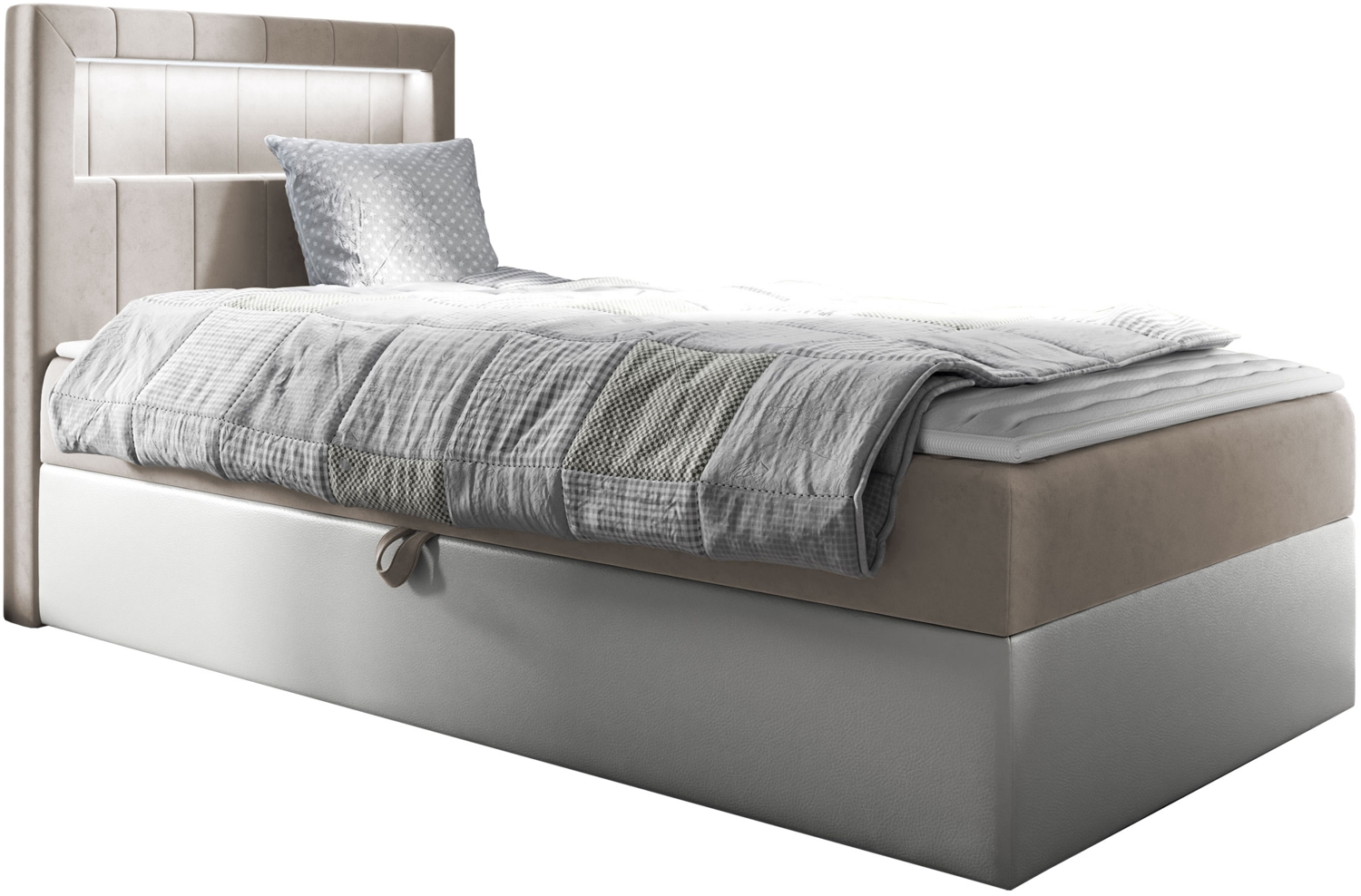 Boxspringbett 'Gladino Junior 1' beige 90x200 cm Links Bild 1