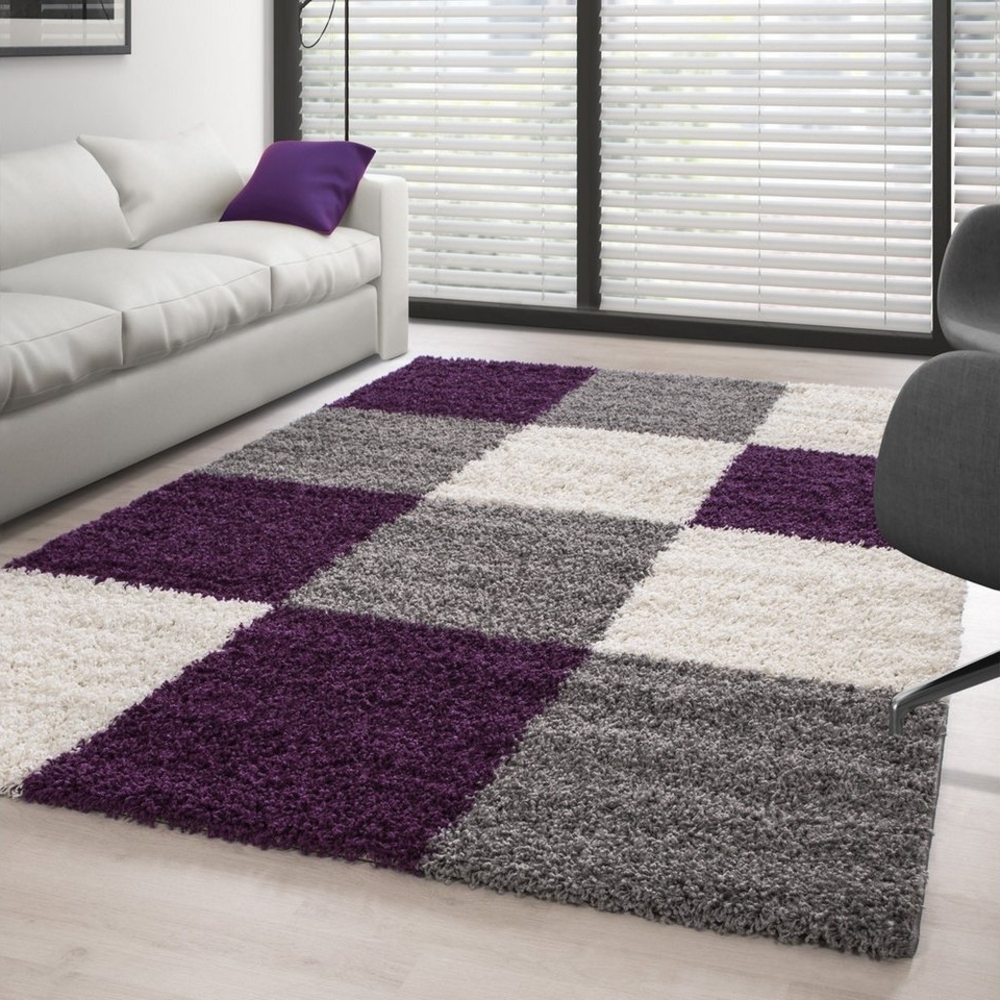 Carpettex Hochflor-Teppich Kariert Design, Läufer, Höhe: 30 mm, Teppich Wohnzimmer Kariert Design Modern verschidene farben und größen Bild 1