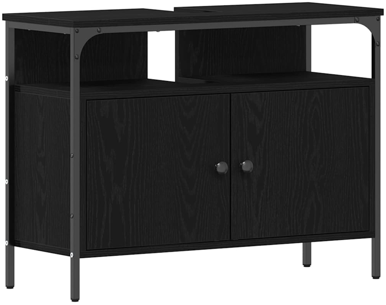 vidaXL Waschbeckenschrank mit Tür Schwarz Eichen-Optik 80 x 30 x 60 cm 862237 Bild 1