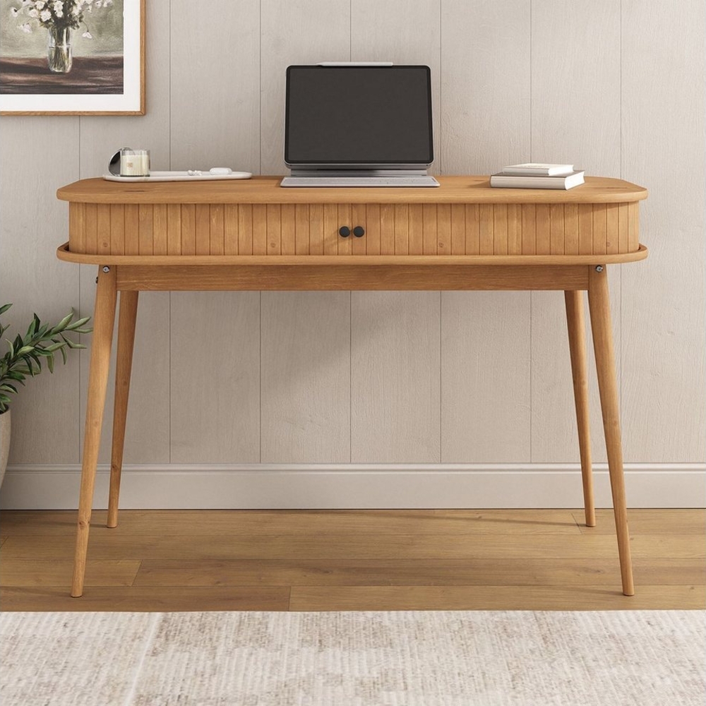 IDIMEX Schreibtisch JARI, Home Office Tisch mit Stauraum aus Kiefer Massivholz eichefarben Bild 1