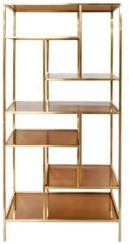 Casa Padrino Luxus Regalschrank Gold / Braun 80 x 35 x H. 180 cm - Wohnzimmerschrank - Bücherschrank Bild 1