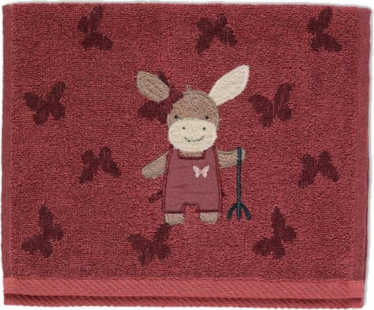 Sterntaler® Handtücher 2er Kinderhandtücher Emmily, Baumwolle (2-St), Handtuch Kinder - Doppelpack Kinderhandtücher 50x30 cm Esel Emmily in Dunkelrot - Handtuch Kindermotiv, 2er Set aus saugfähigem Frottee mit Stickerei, Schmetterlingen Bild 1