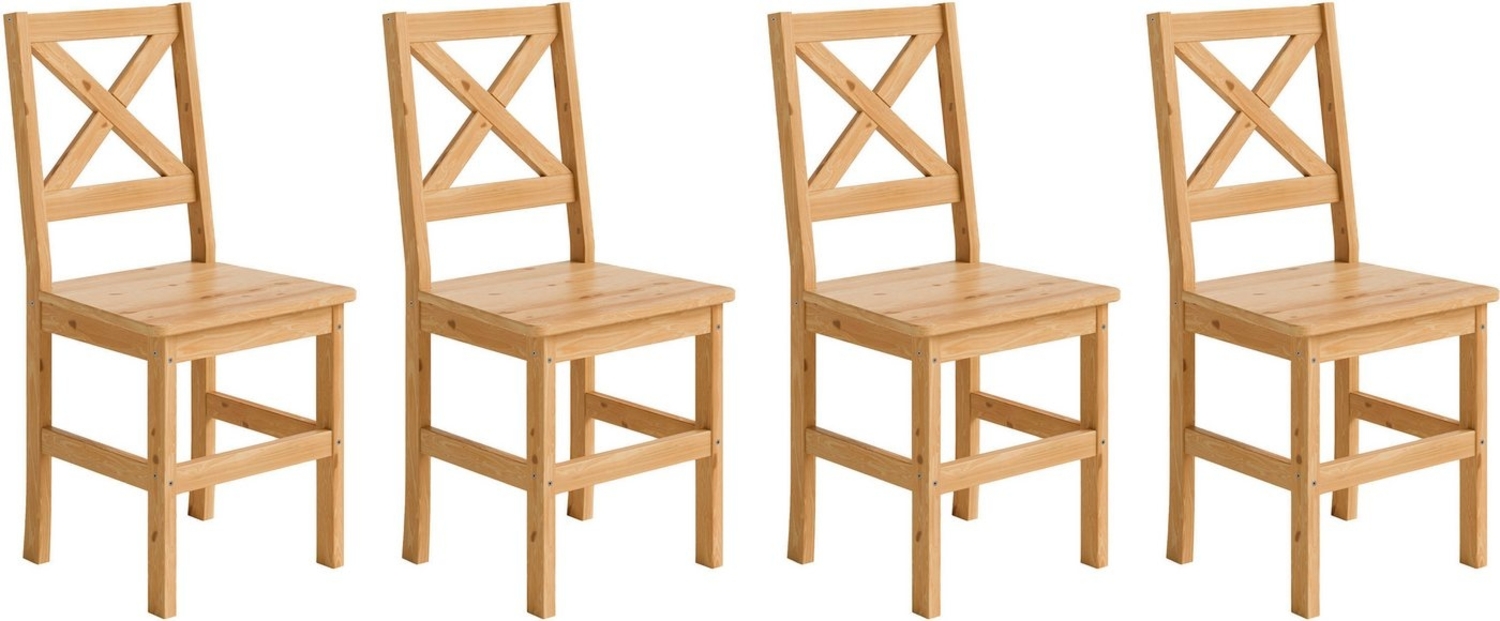 Home affaire 4-Fußstuhl Malmö (Set, 4 St), Holzstuhl Kiefer Massivholz naturfarbig, erhältich als 2er und 4er-Set Bild 1