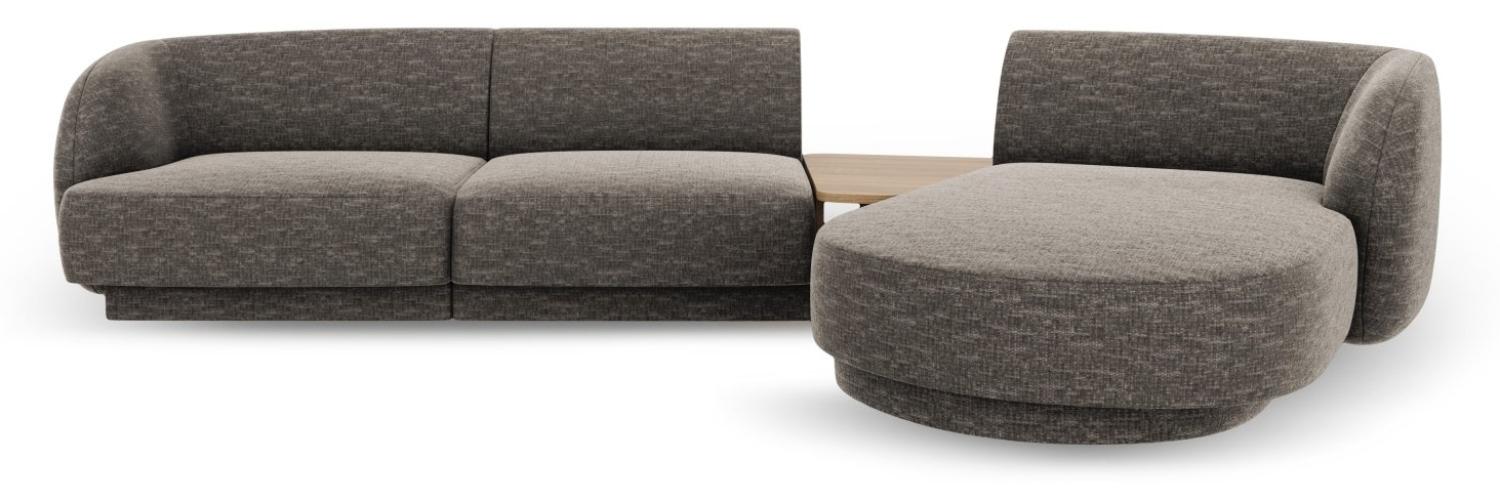 Micadoni Modulares Sofa Miley mit Recamiere 3-Sitzer Rechts Chenille Grau Bild 1