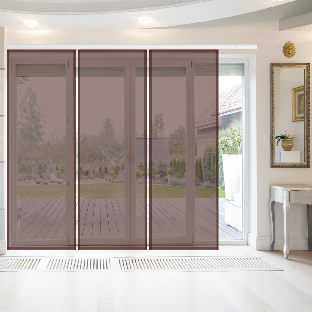 Bestlivings Flächenvorhang Elena 3er Pack (B x H) 60 x 260 cm inkl. Zubehör Schoko, transparenter einfarbiger Schiebevorhang, in vielen Farben Bild 1