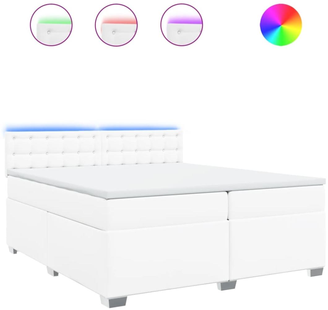 vidaXL Boxspringbett mit Matratze Weiß 200x200 cm Kunstleder 3288437 Bild 1