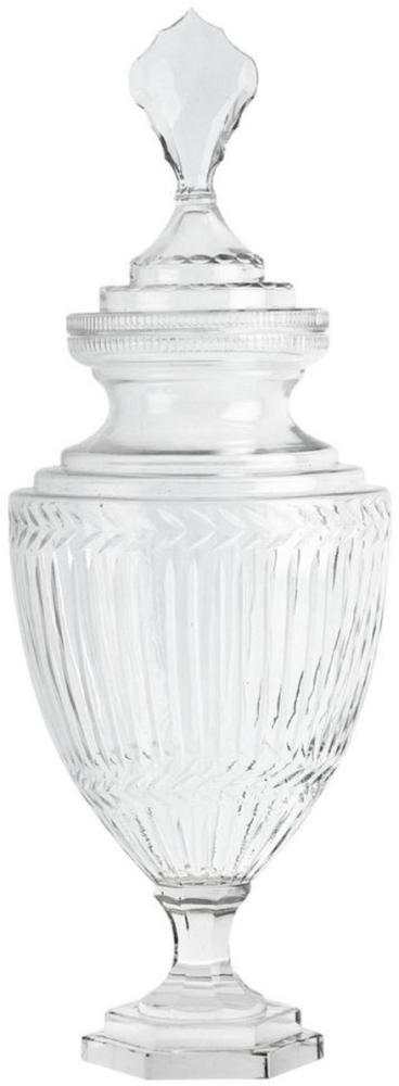 Casa Padrino Barock Glasvase mit Deckel Ø 21,5 x H. 63 cm - Runde Deko Vase aus mundgeblasenem Glas - Blumenvase - Barock Deko Accessoires Bild 1