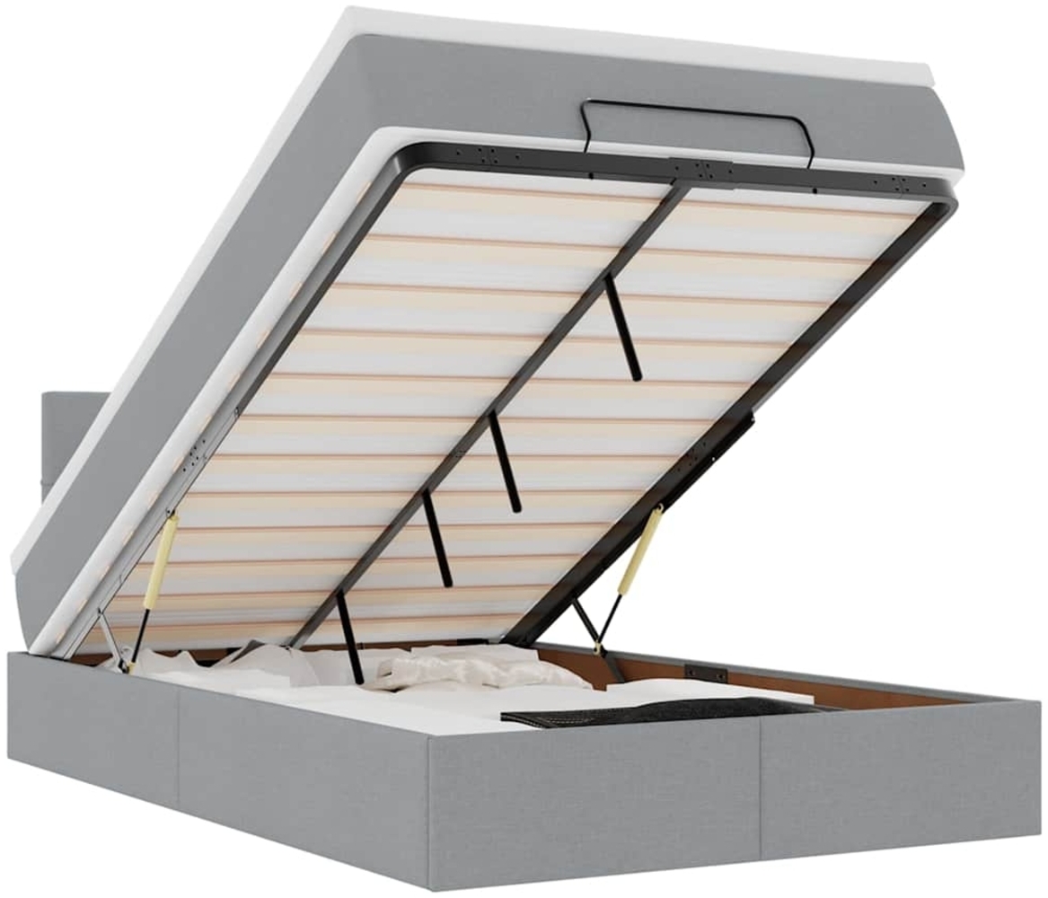 vidaXL Ottoman-Bett mit Matratze & LEDs Hellgrau 120x190 cm Stoff 3312291 Bild 1