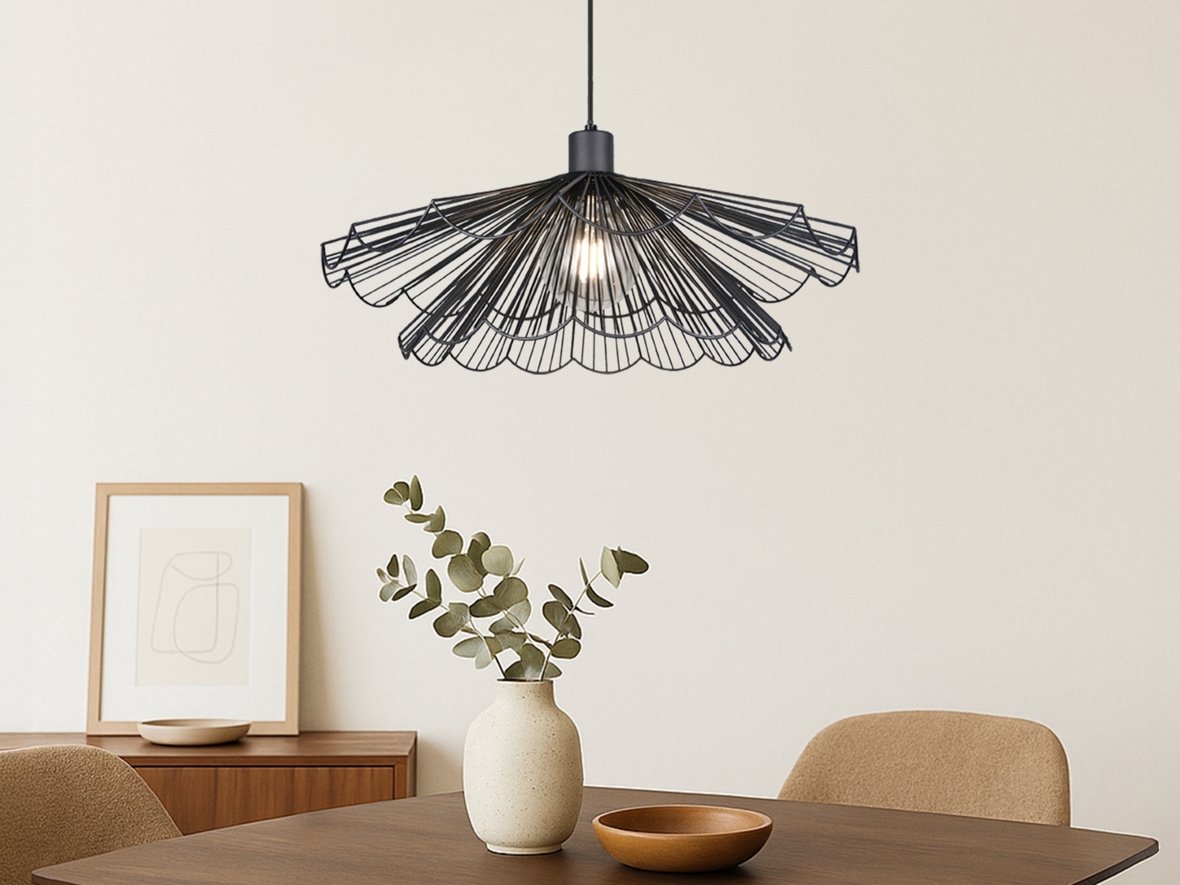 Pendelleuchte MARGARITA mit doppelt gefächertem Metall Gitterschirm Ø 50cm Bild 1