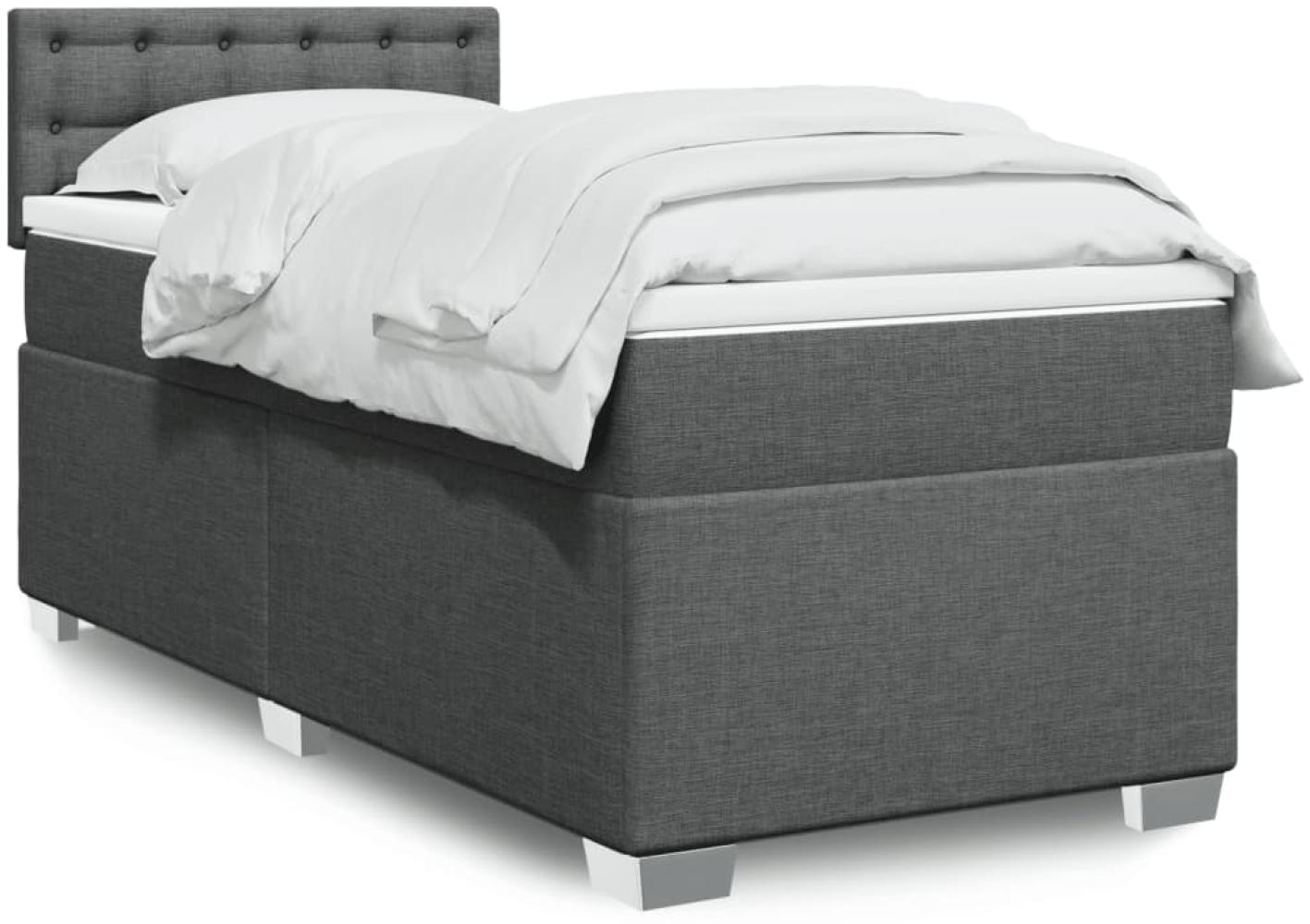 vidaXL Boxspringbett mit Matratze Dunkelgrau 100x200 cm Stoff 3288114 Bild 1