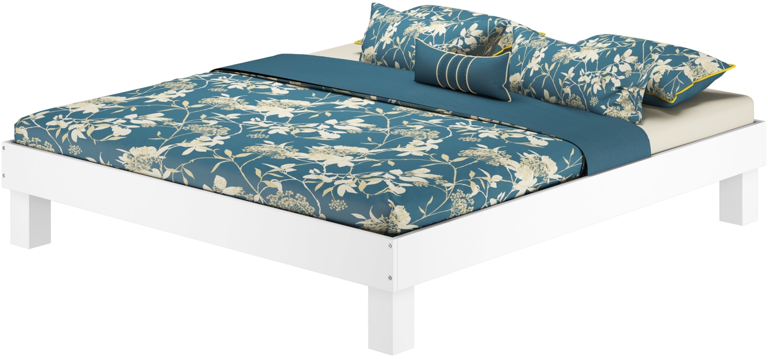 Waschweißes Doppelbett Einzelbett in Überlänge Buche wählbare Bettbreite V-60.87W-220 Bild 1