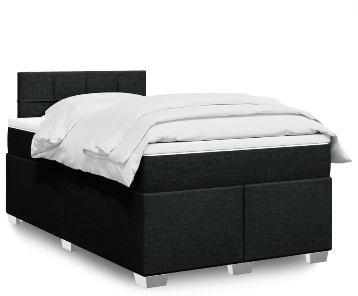 Boxspringbett mit Matratze, Stoff, Viereckige, grauer Fuß, Schwarz, 120 x 200 cm, true Bild 1