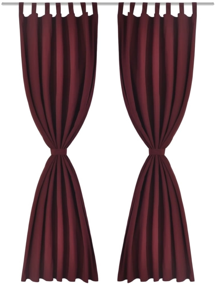 vidaXL Vorhänge Gardinen aus Satin 2-teilig, Polyester Dunkelrot, 140x245 cm Bild 1
