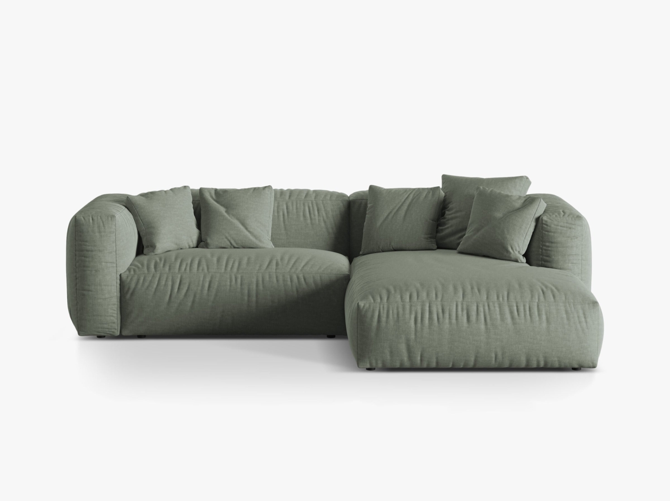 Micadoni Ecksofa Martina 2-Sitzer Strukturierter Stoff Moßgrün Rechts Bild 1