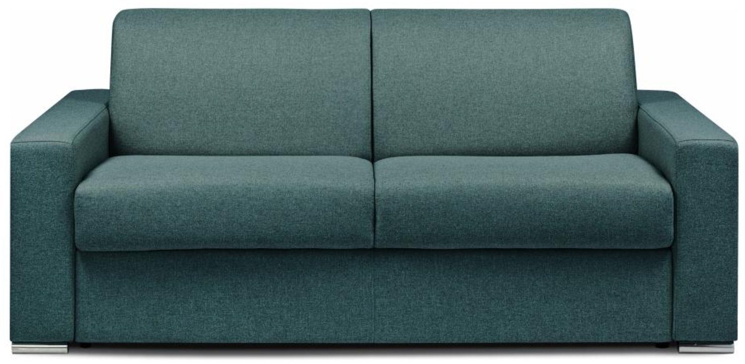 Vente-unique - Schlafsofa mit Matratze 3-Sitzer Stoff - Blau - Liegefläche mit Lattenrost: 140 cm - Matratzenhöhe: 16 cm mit Memory Schaum - CALITO Bild 1