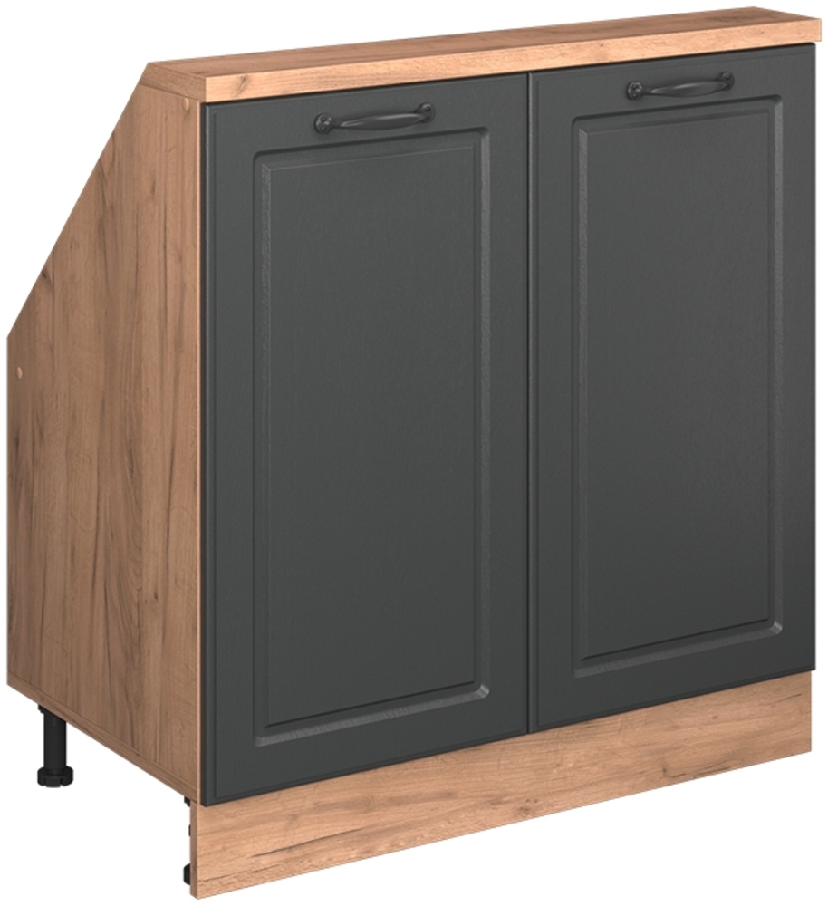 Küchenschrank für Dachschrägen R-Line Anthrazit Landhaus 80 cm mit 2 Türen Vicco Bild 1