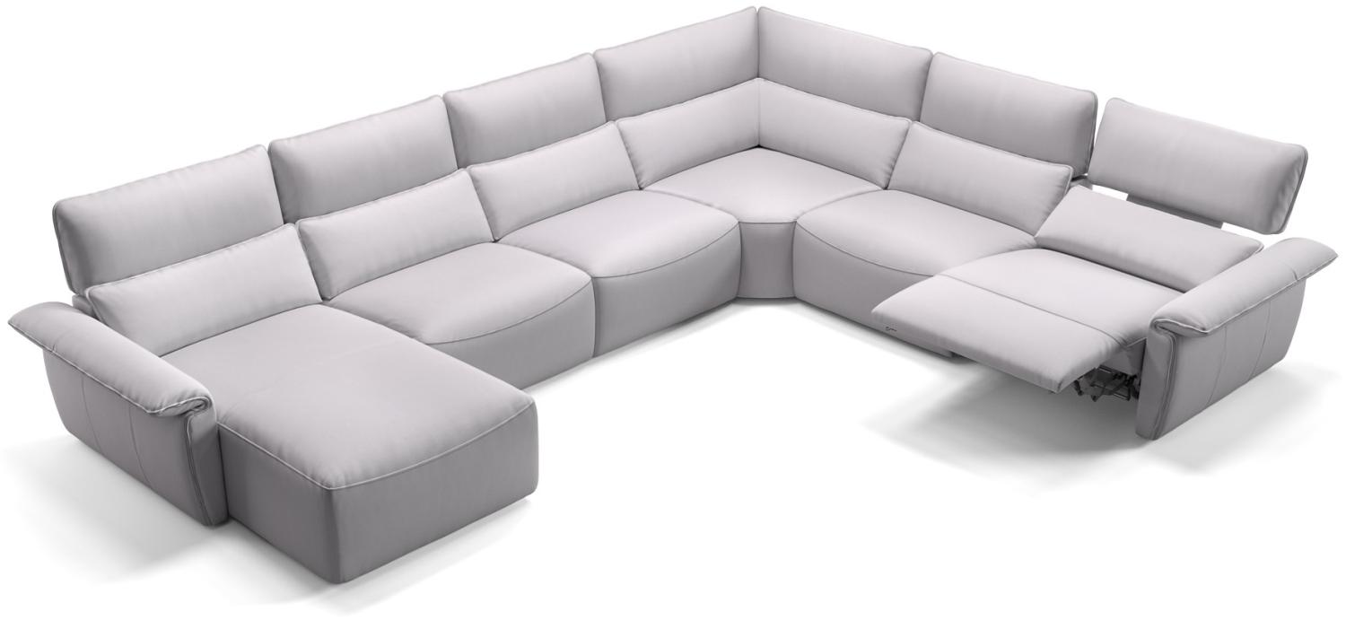 Sofanella Wohnlandschaft Merdia Ledersofa Eckcouch Sofa in Weiß Bild 1