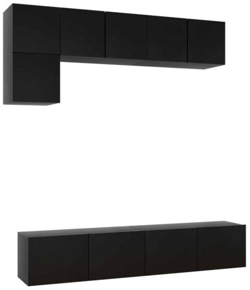 vidaXL 5-tlg. TV-Schrank-Set Schwarz Spanplatte [3078798] Bild 1