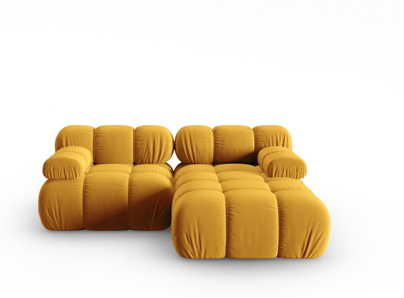 Micadoni Modulares Ecksofa Bellis 3-Sitzer Rechts Samtstoff Gelb Bild 1