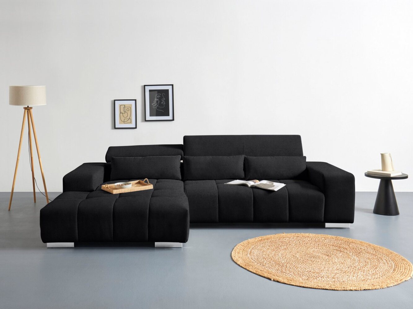 COTTA Ecksofa Orion L-Form, mit Recamiere, inkl. verstellbaren Kopfstützen und 3 Kissen Bild 1