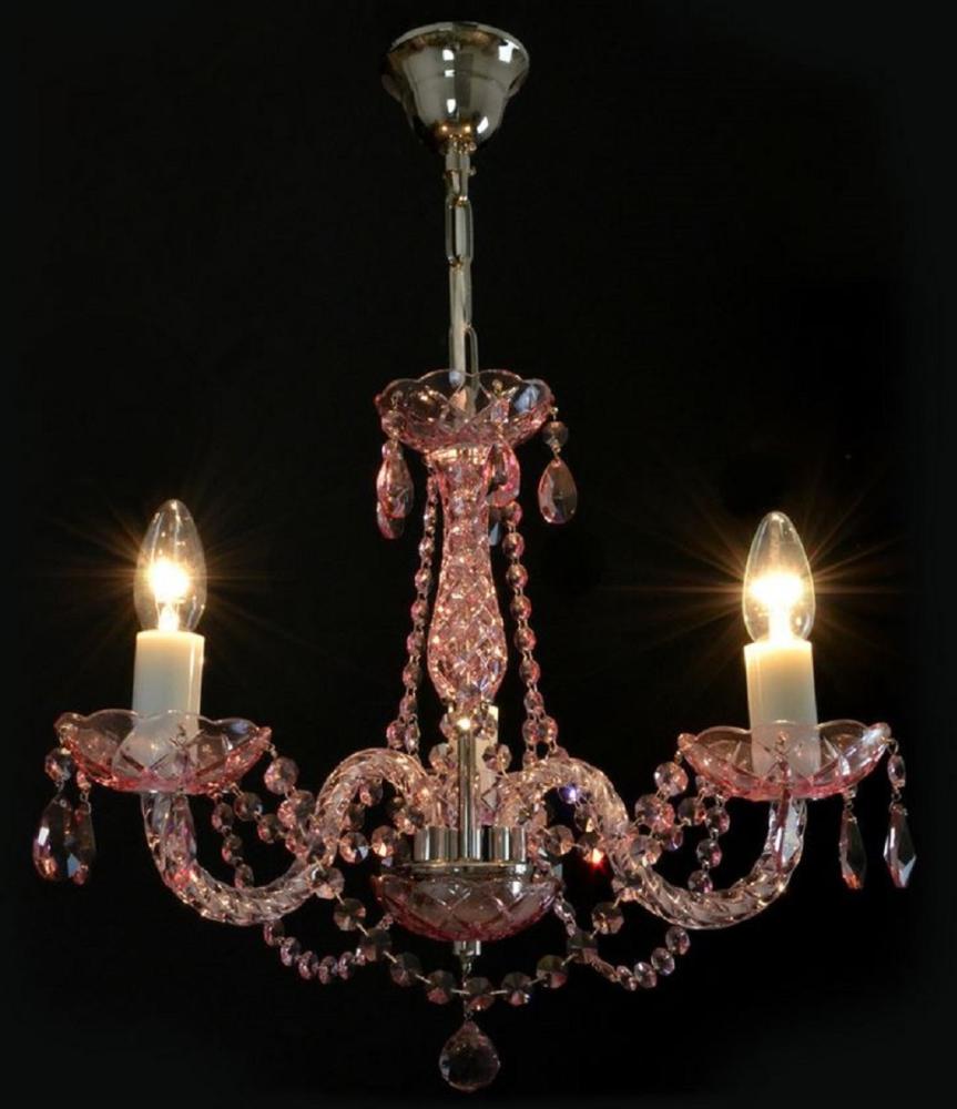 Casa Padrino Luxus Barock Kronleuchter Rosa / Silber Ø 40 x H. 38 cm - Prunkvoller Barockstil Kronleuchter mit böhmischen Kristallglas - Edel & Prunkvoll Bild 1