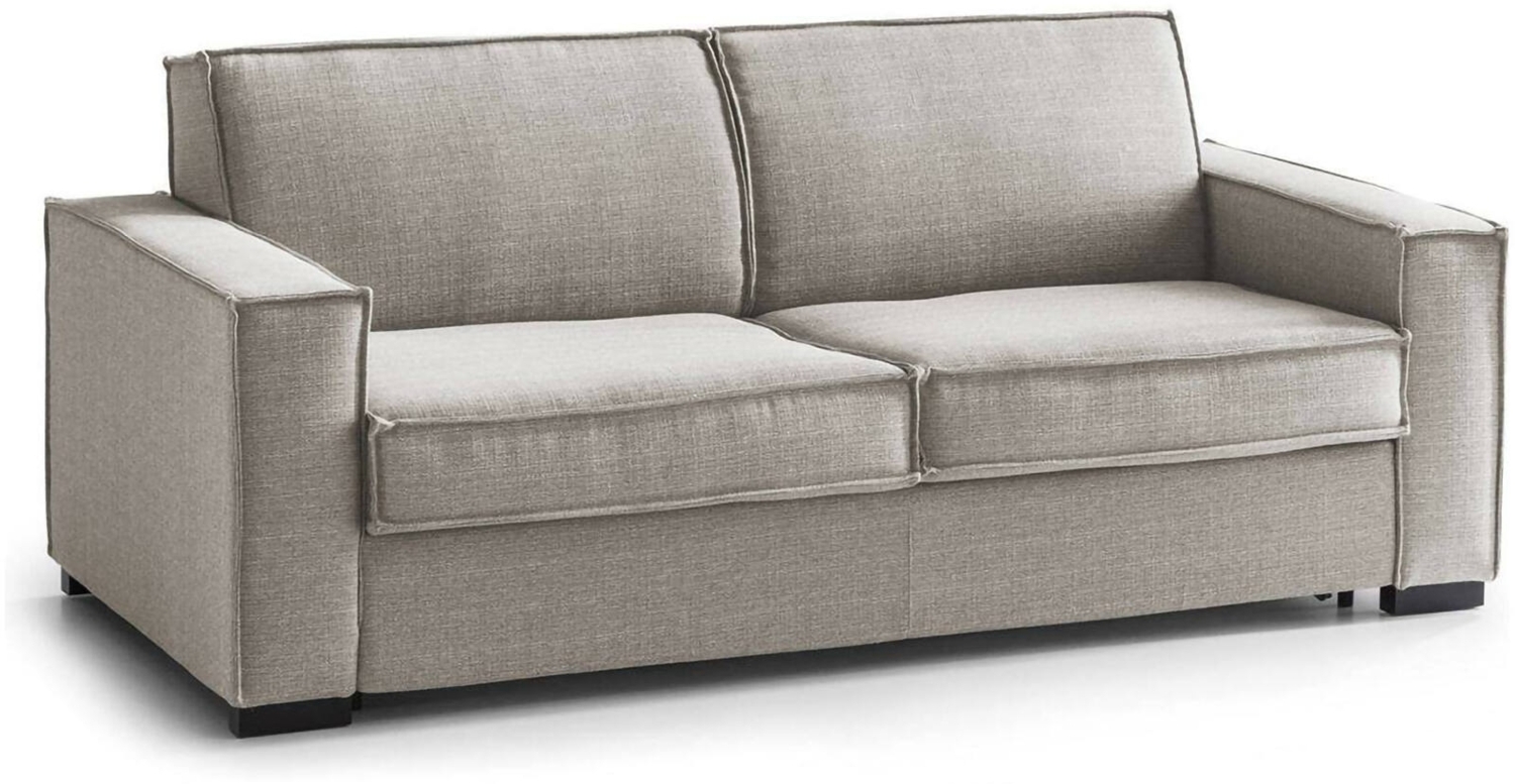 Dmora 2-Sitzer festes Sofa Eletta, Wohnzimmersofa aus Stoff, Standardarmlehnen, 100 % Made in Italy, cm 200x95h90, Taupe Bild 1