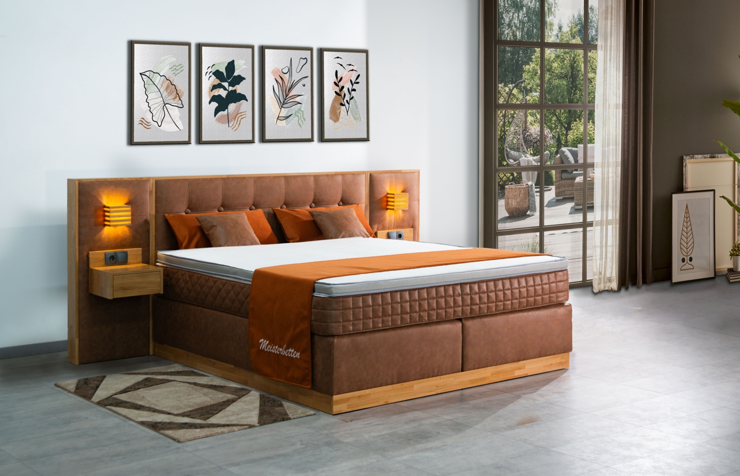 Meisterbetten Boxspringbett Zero3 140x220 in MS-Nougat, Matratzenbezug Optiflex, Ergoflex-Topper Bild 1