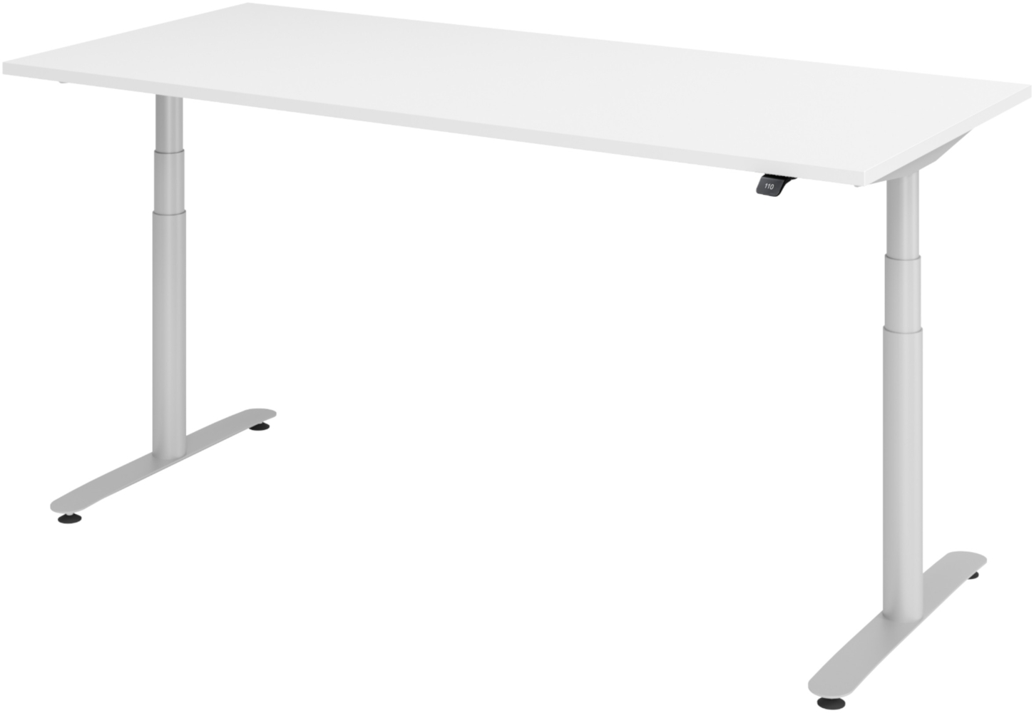 bümö elektrisch höhenverstellbarer Schreibtisch 180x80 cm mit Memory, Bluetooth & App-Steuerung - Schreibtisch höhenverstellbar elektrisch , elektrischer Schreibtisch weiß, Gestell silber, XDLR-19-W-S Bild 1