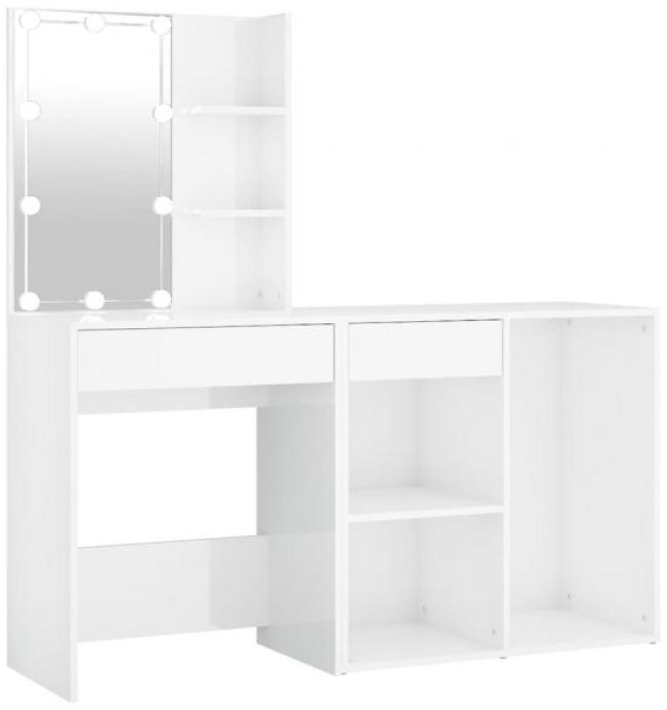 vidaXL LED-Schminktisch mit Schrank Hochglanz-Weiß Holzwerkstoff 3082023 Bild 1