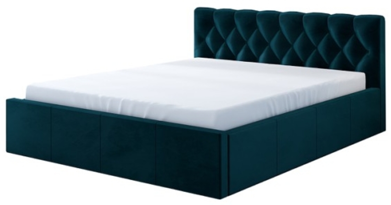 Polsterbett VOG 120x200 mit Matratze, Bettkasten und Lattenrost. Farbe: Pfau 36 Bild 1