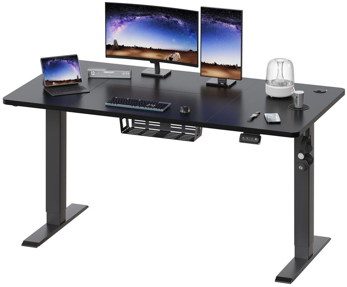 JUMMICO HöHenverstellbarer Schreibtisch Standing Desk Elektrischer Schreibtisch Höhenverstellbar mit Memory-Funktion 140x60 cm,Schwarz Bild 1