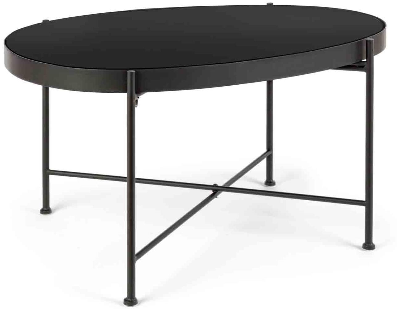 Couchtisch Rashida aus Metall mit Glasplatte, Schwarz 70x46 cm Bild 1