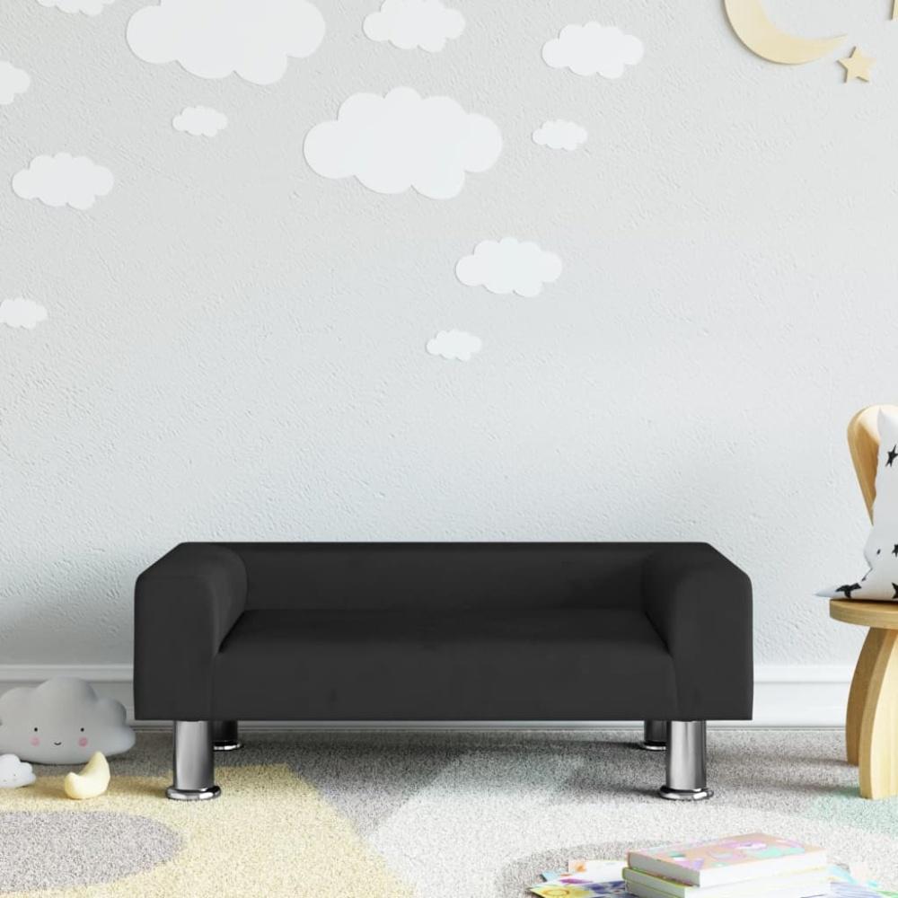 vidaXL Kindersofa 70 x 45 x 26,5 cm Samt, Schwarz Bild 1