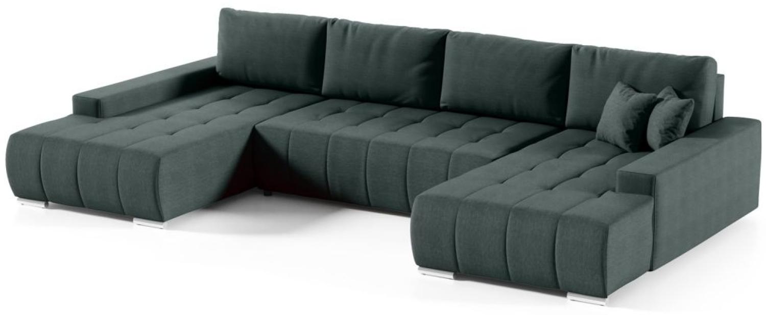 Wohnlandschaft Sofa mit Schlaffunktion VOGAR Stoff Aulla Moosgrün Bild 1