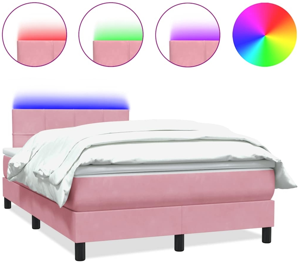 vidaXL Boxspringbett mit Matratze Rosa 120x220 cm Samt 3316928 Bild 1