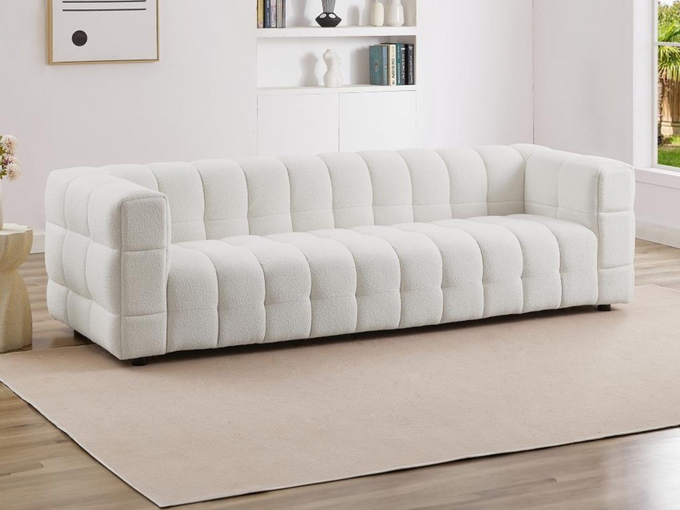 Vente-unique - Sofa 4-Sitzer - Bouclé-Stoff - Elfenbeinweiß - LERICI von Pascal Morabito Bild 1