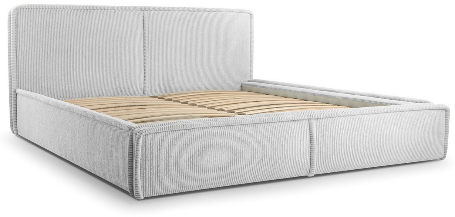 MOEBLO Polsterbett BETT 04 (Bezug: aus Cord, Doppelbett mit Kopfstütze, Rahmenbettgestell, mit Bettkasten und Lattenrost), gepolstertes Kopfteil, mit Bettkasten Bild 1