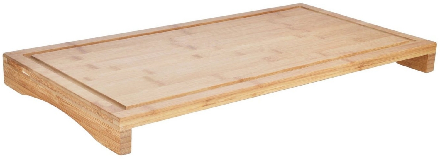 Spetebo Schneidebrett Bambus Schneide Brett m. Saftrille - 54 cm, Holz, (Stück, 1-St, mit praktischer Saftrille), mit Saftrille und Anti-Rutsch-Pads Bild 1