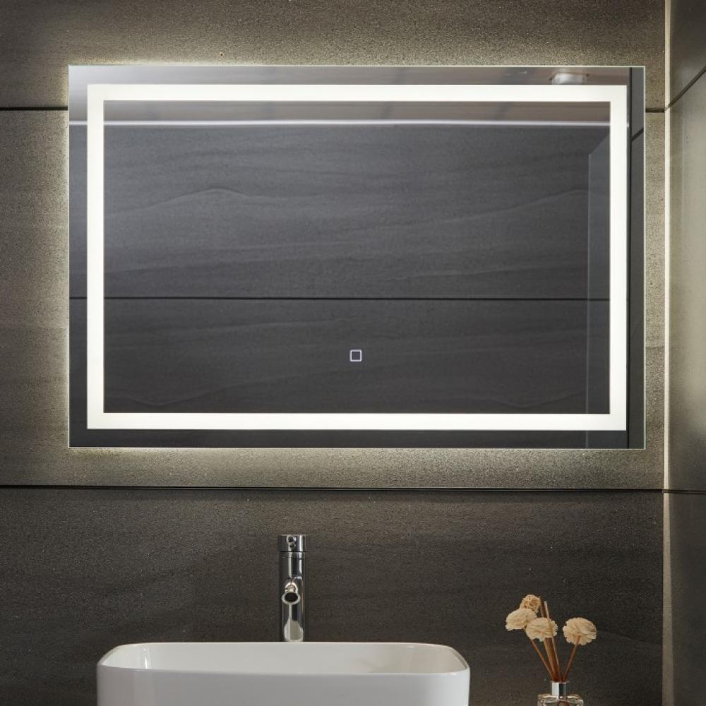 Aquamarin® LED Badspiegel - Beschlagfrei, Dimmbar, EEK A++, Energiesparend, mit Speicherfunktion, 90x60 cm Bild 1