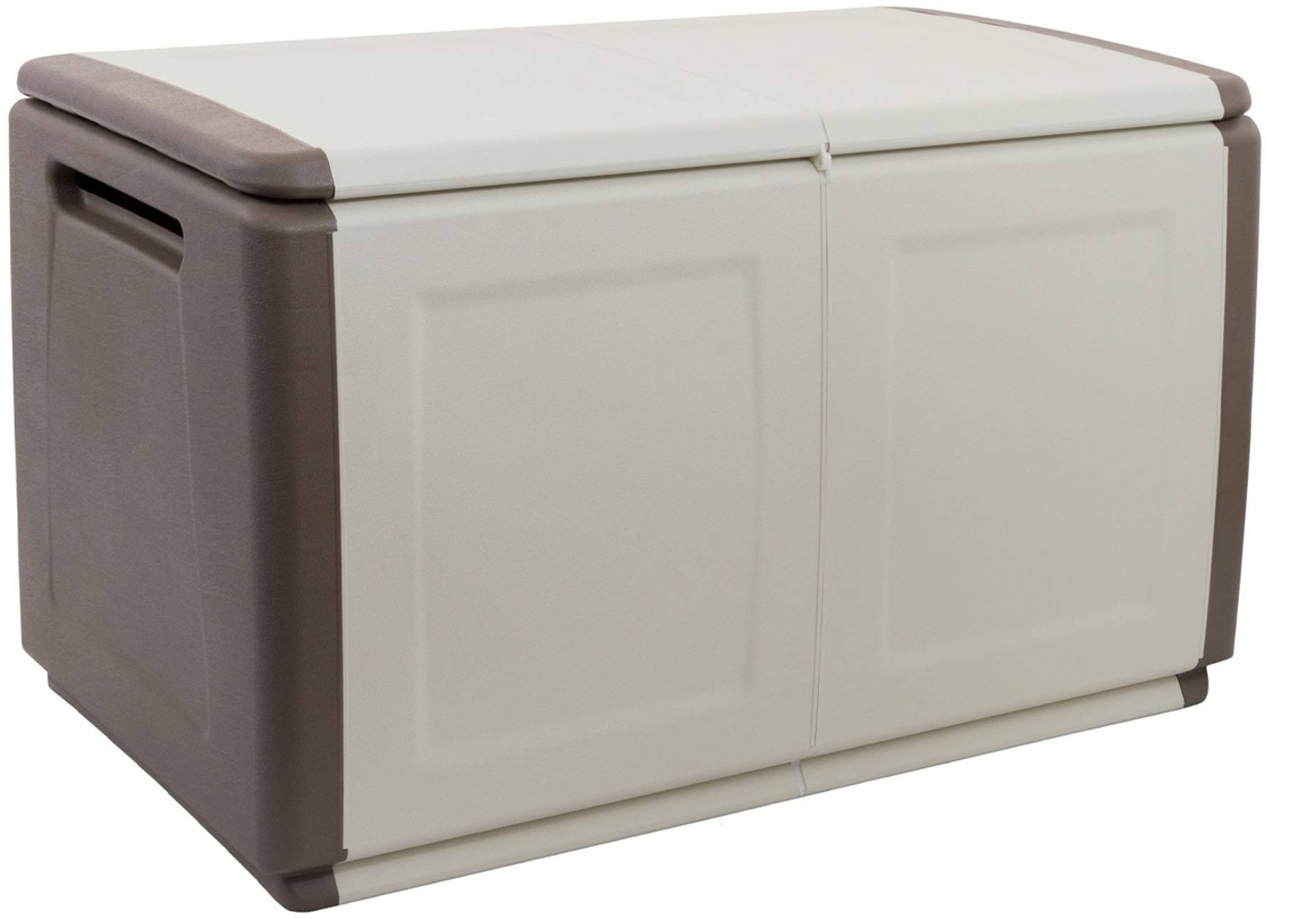 Dmora Andra-Koffer, Mehrzwecktruhe, Aufbewahrungskoffer, Aufbewahrungsbox, 100 % Made in Italy, 96 x 53 x 57 cm, Beige und Braun Bild 1