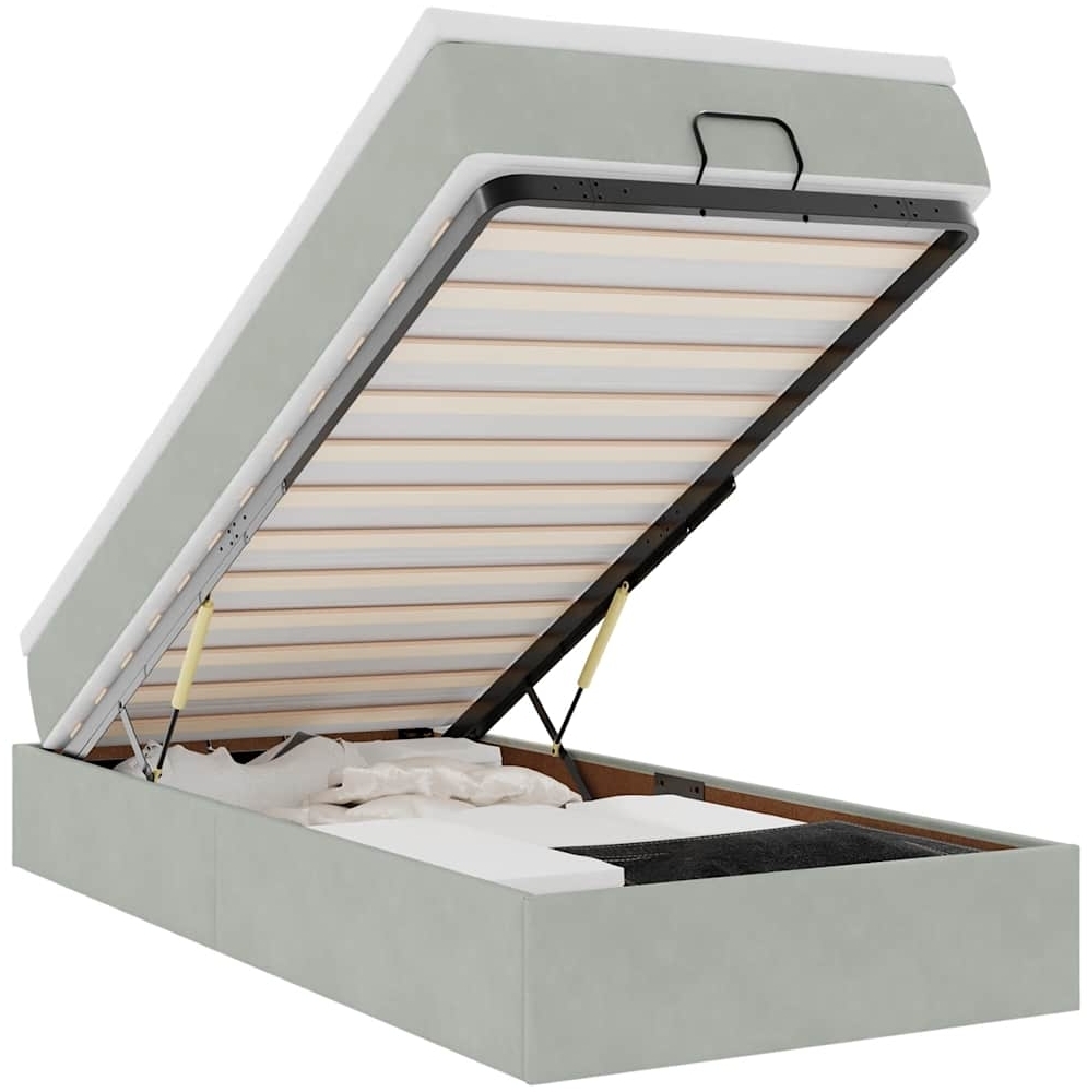 vidaXL Ottoman-Bett mit Matratze Hellgrau 100x200 cm Samt 3311165 Bild 1